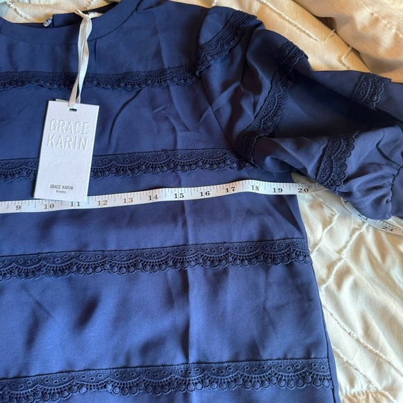 Grace Karin puff sleeve business casual shorts sleeve blouse size medium NWT - Picture 9 of 12